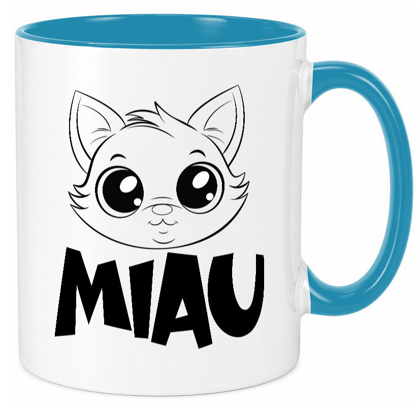 Miau | Katze Geschenkidee Tierliebhaber Humor Tasse