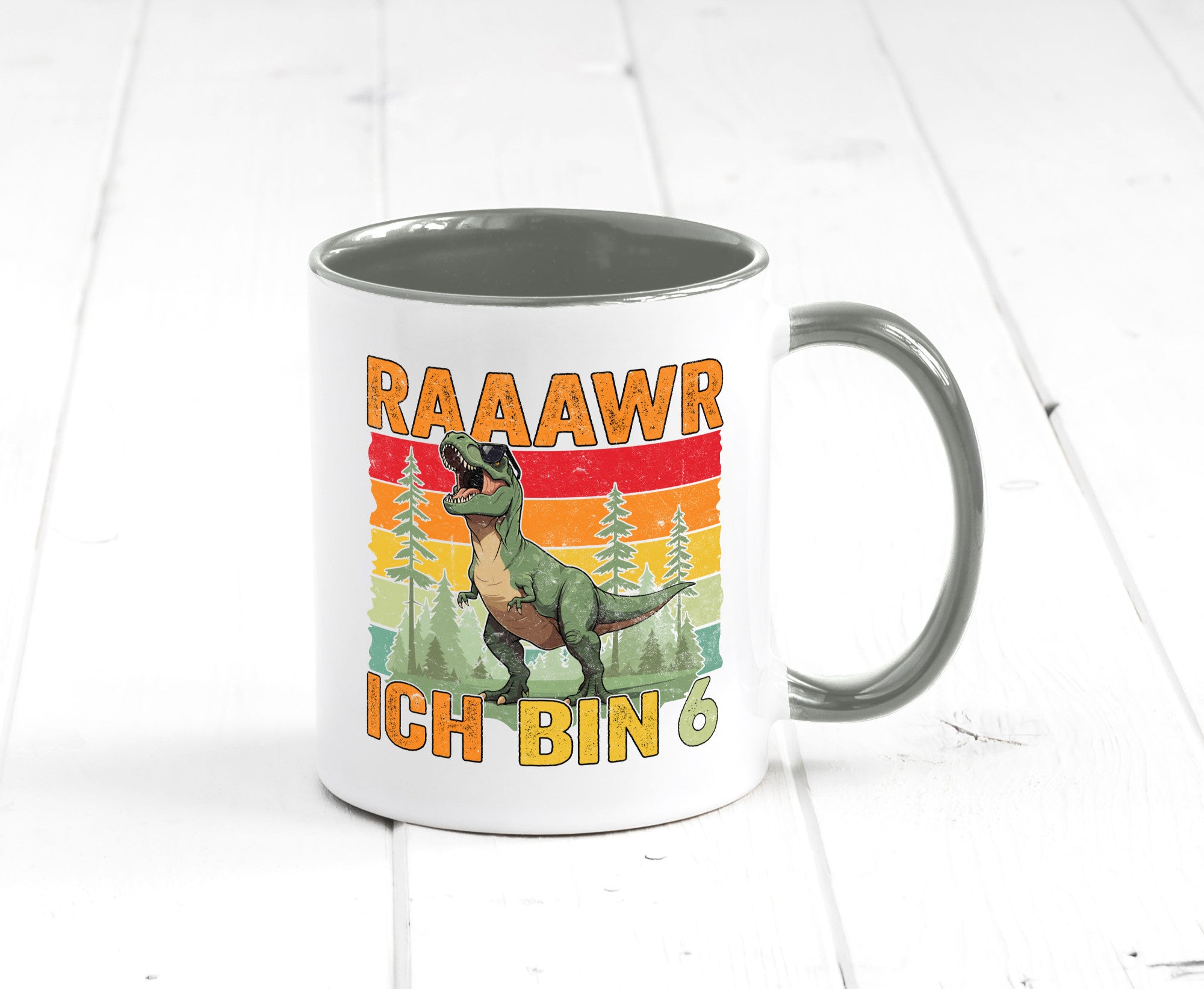 6. Geburtstag | 6 Jahre rarrrr ich bin Dinosaurier Humor Geschenkidee Tasse