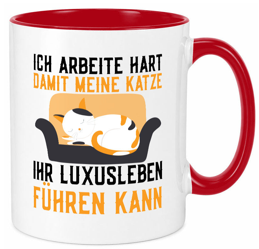 Ich arbeite hart | Luxusleben Humor Katzenliebhaber Geschenkidee Arbeit Tasse