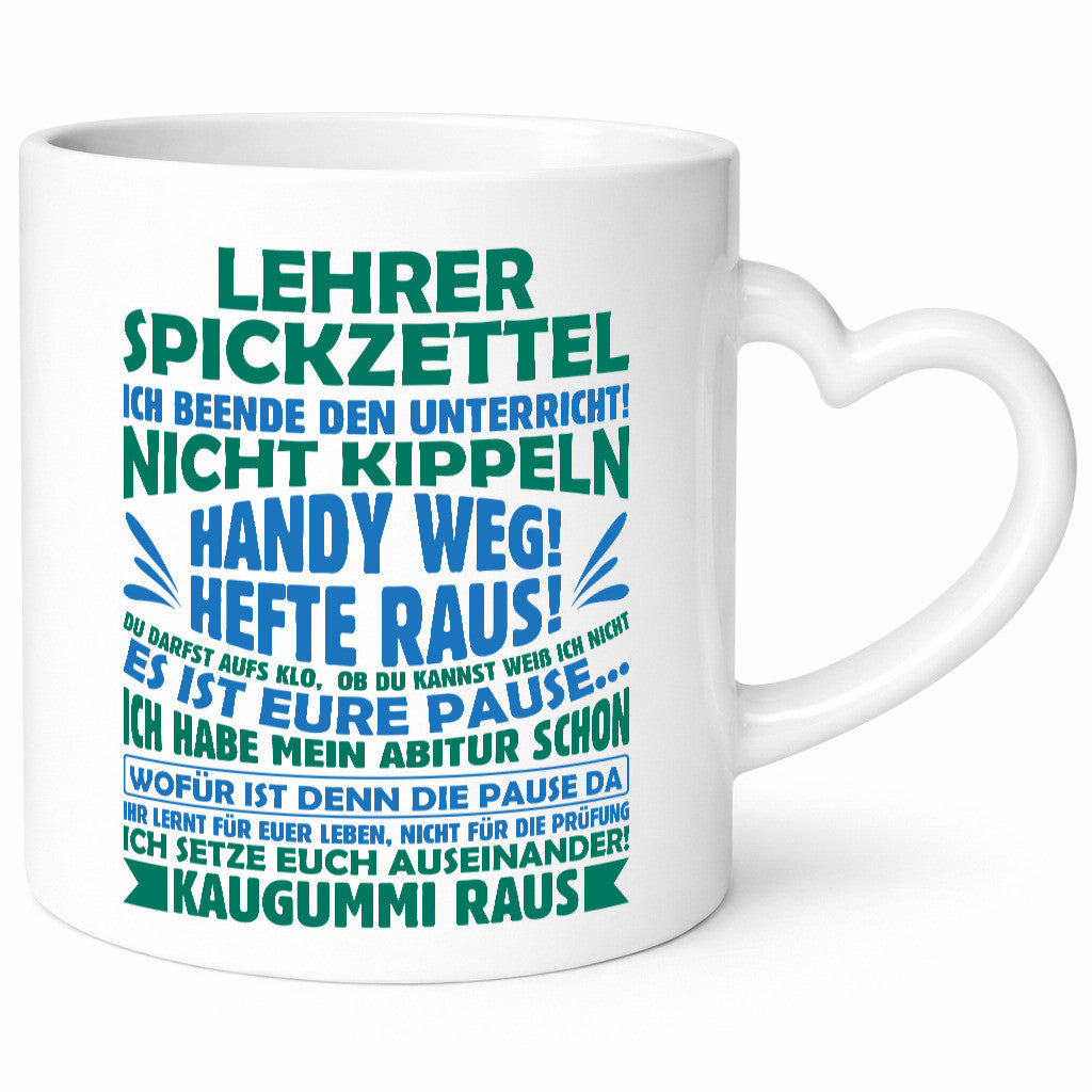 Lehrer Spickzettel | Beruf Tasse lustiger Spruch vl2 Geschenk Arbeit Kollegen