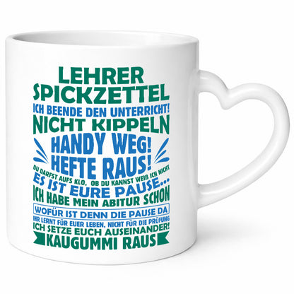Lehrer Spickzettel | Beruf Tasse lustiger Spruch vl2 Geschenk Arbeit Kollegen