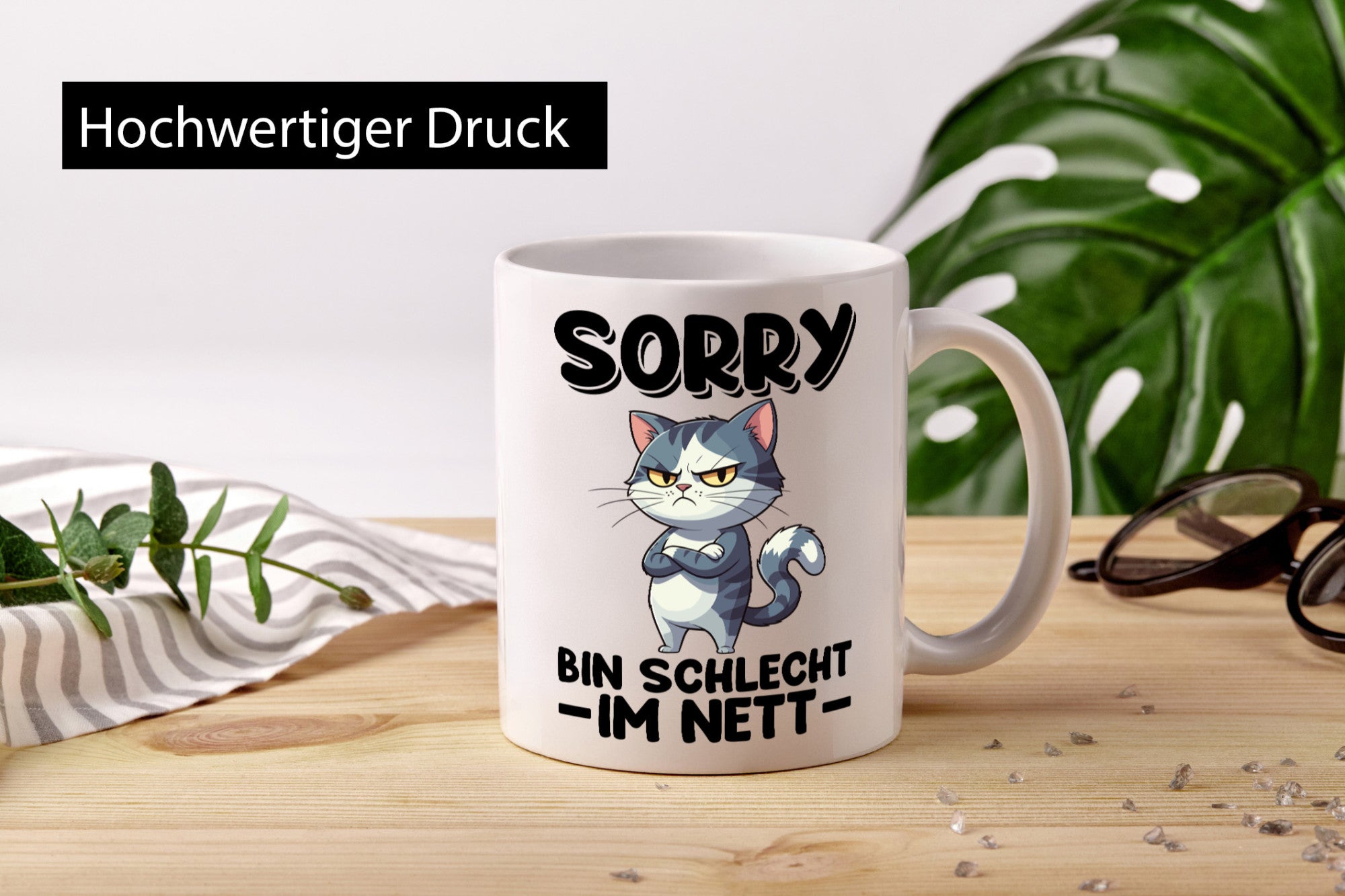 Sorry bin schleht im nett | Böse Katze Geschenkidee Tierliebhaber Humor Tasse