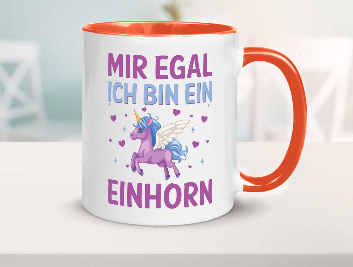 Mir egal, ich bin ein Einhorn| Herzen Geschenkidee Humor Tasse
