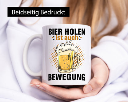 Bier holen ist auch Bewegung | vatertag Männer Humor Familie Geschenkidee Tasse