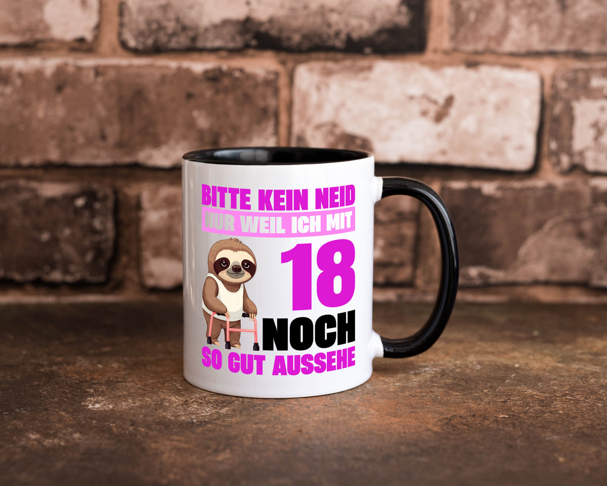 18. Geburtstag | Bitte kein neid Faultier 18 Jahre Geschenk Geschenkidee Tasse