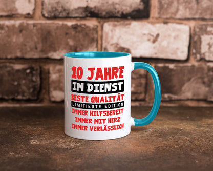 10 Jahre im Dienst | Jubiläum Arbeit v9 lustig Kollegen Büro Geschenk Tasse
