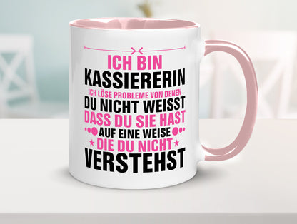Löse Probleme: Kassiererin v2 lustiger Spruch Geschenk Humor Geschenkidee Tasse