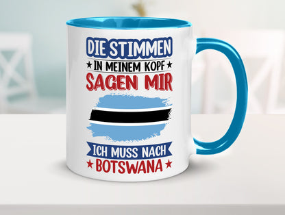 Botswana | Urlaub Stimmen in meinem Kopf Traumland Geschenkidee Humor Tasse
