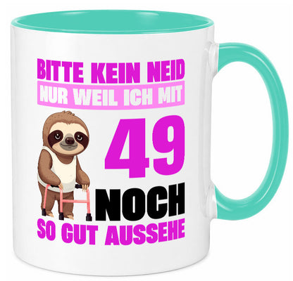 49. Geburtstag | Bitte kein neid Faultier 49 Jahre Humor Geschenkidee Tasse