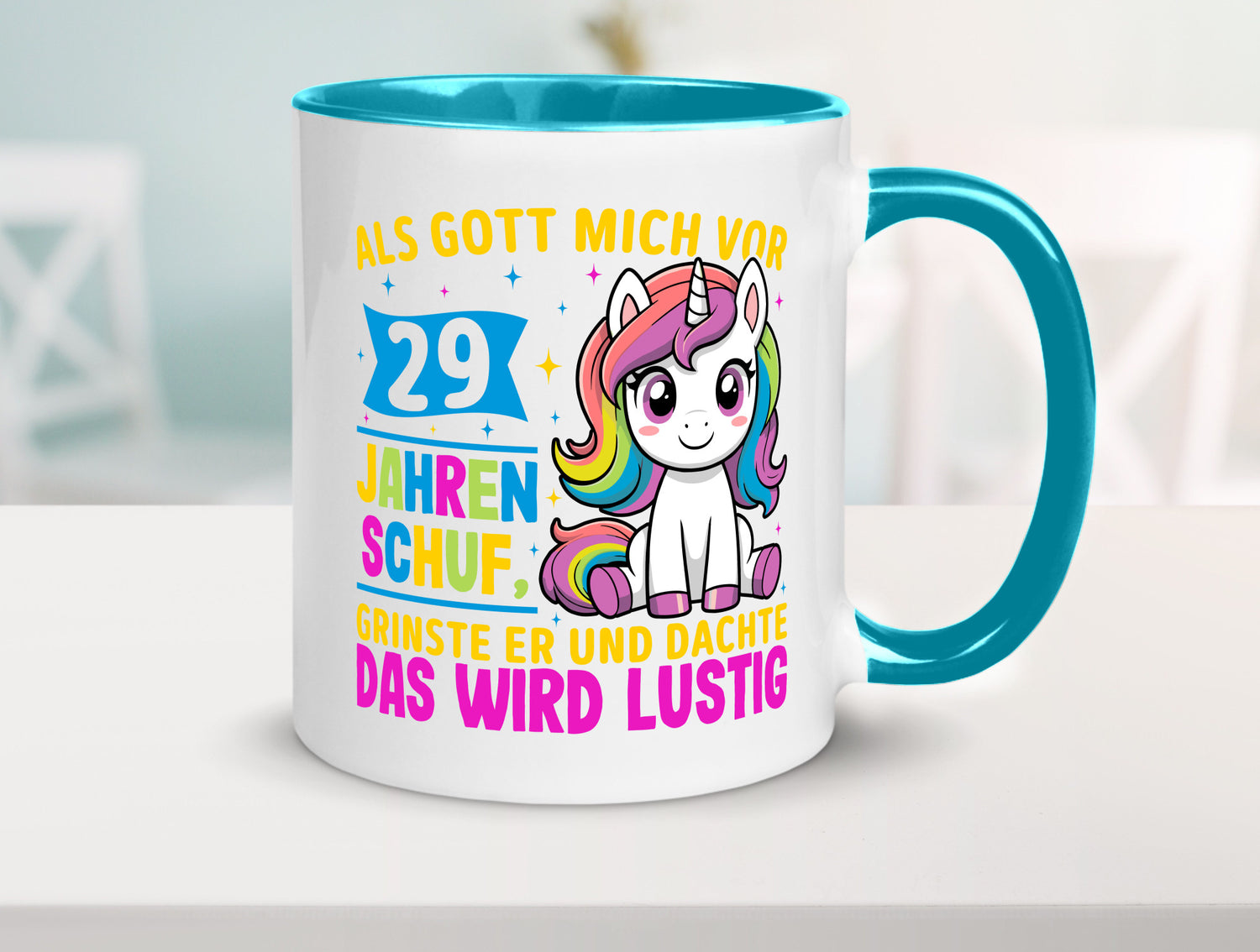 29. Geburtstag | Als Gott mich schuf 40 Jahre v2 Humor Geschenkidee Tasse
