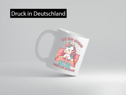 Bin süß wenn ich schlafe | Einhorn v2 Humor Geschenkidee Tasse