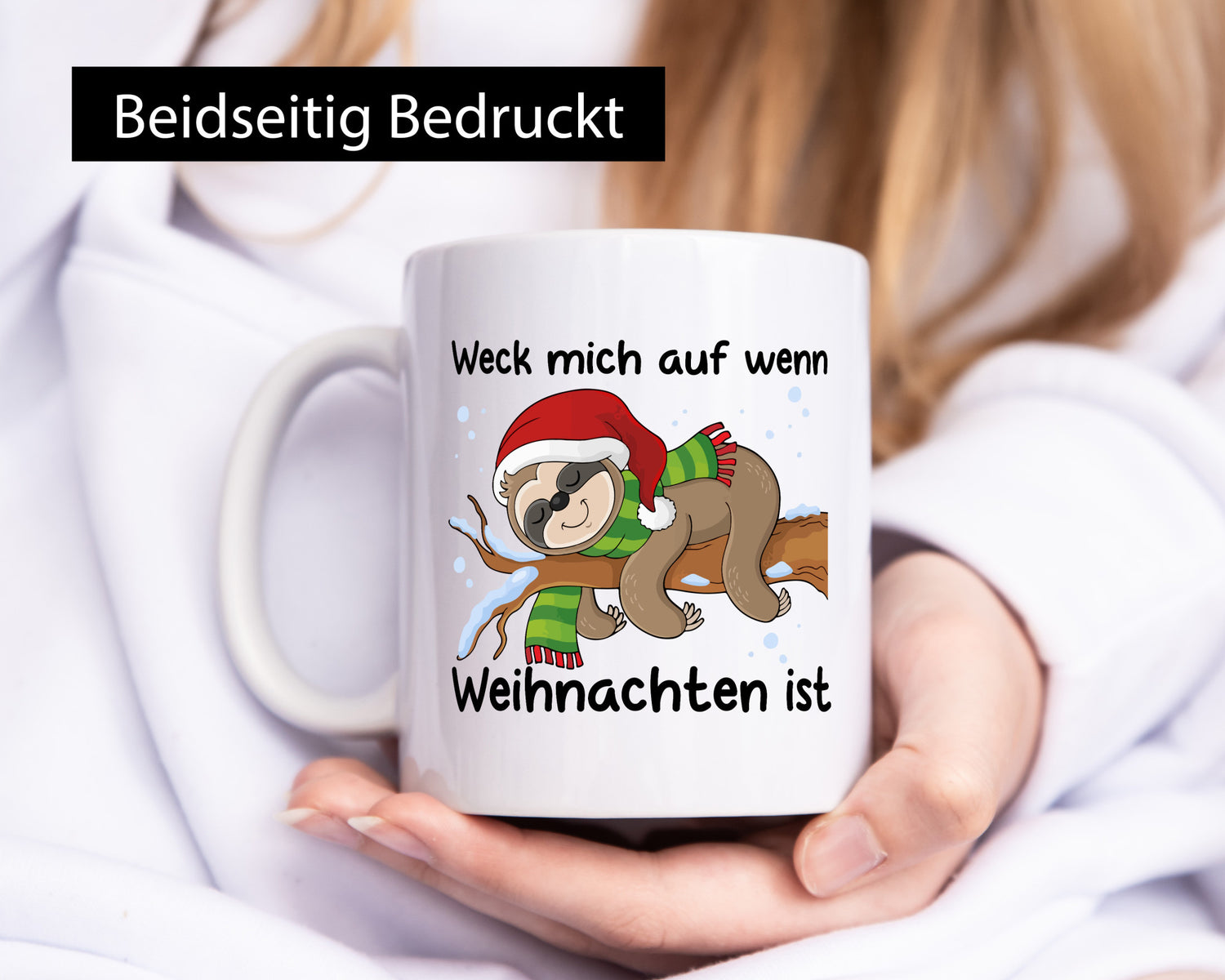 Weck mich auf wen Weihnachten ist | Faultier lustiger Spruch Geschenk
