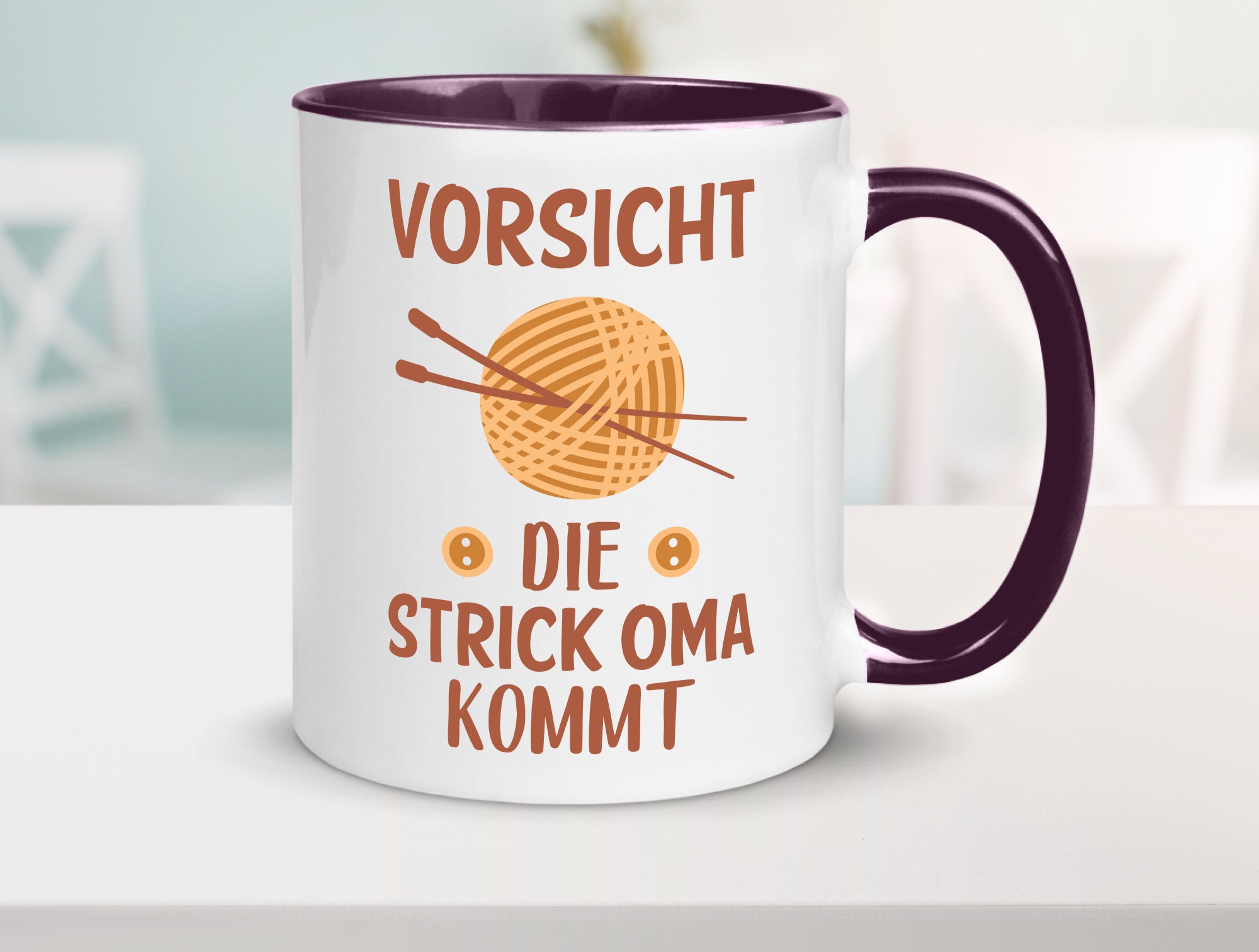 Vorsicht, Strickoma kommt | Wolle Stricknadeln Humor Familie Geschenkidee Tasse