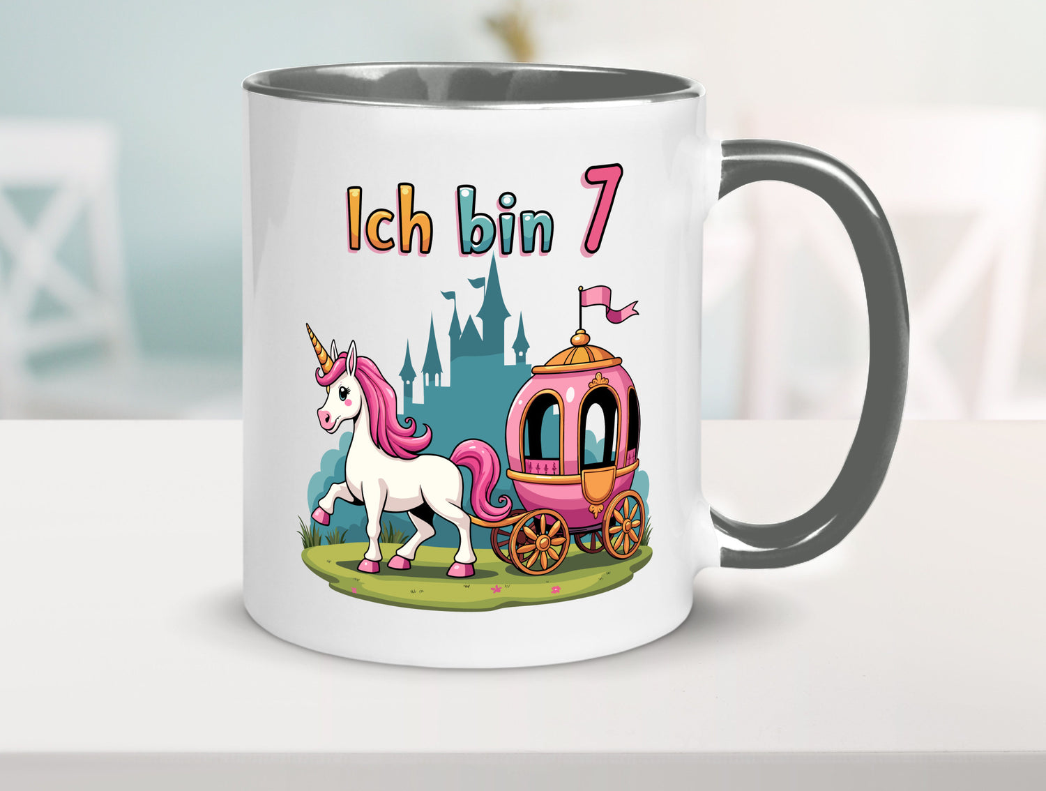 7. Geburtstag | Prinzessin in Kutsche Einhorn lustiger Spruch Geschenk