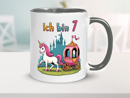 7. Geburtstag | Prinzessin in Kutsche Einhorn lustiger Spruch Geschenk