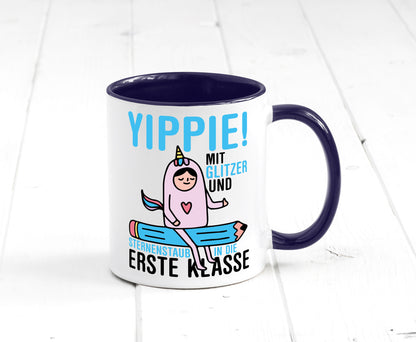Mit Glitzer und Sternenstaub | Einschulung Einhorn lustiger Spruch Geschenk