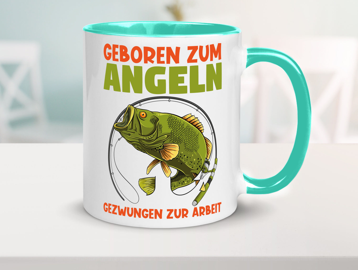 Geboren zum Angeln | Angler Tasse Fischer Spruch Humor Geschenkidee