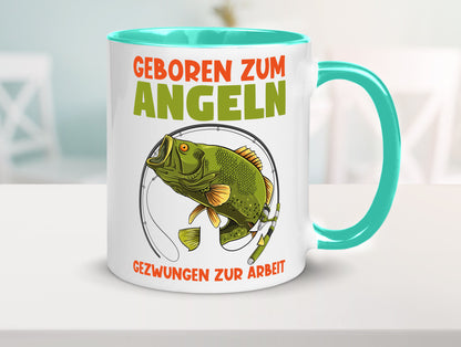 Geboren zum Angeln | Angler Tasse Fischer Spruch Humor Geschenkidee
