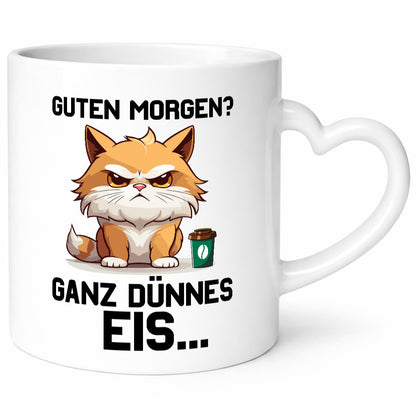 Guten Morge! Ganz dünnes Eis | Katze Morgen muffel Humor Tierliebhaber