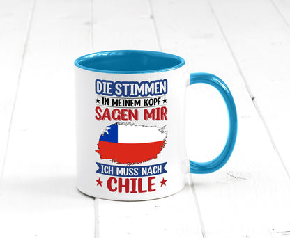 Chile | Urlaub Stimmen in meinem Kopf Traumland Geschenkidee Humor Tasse