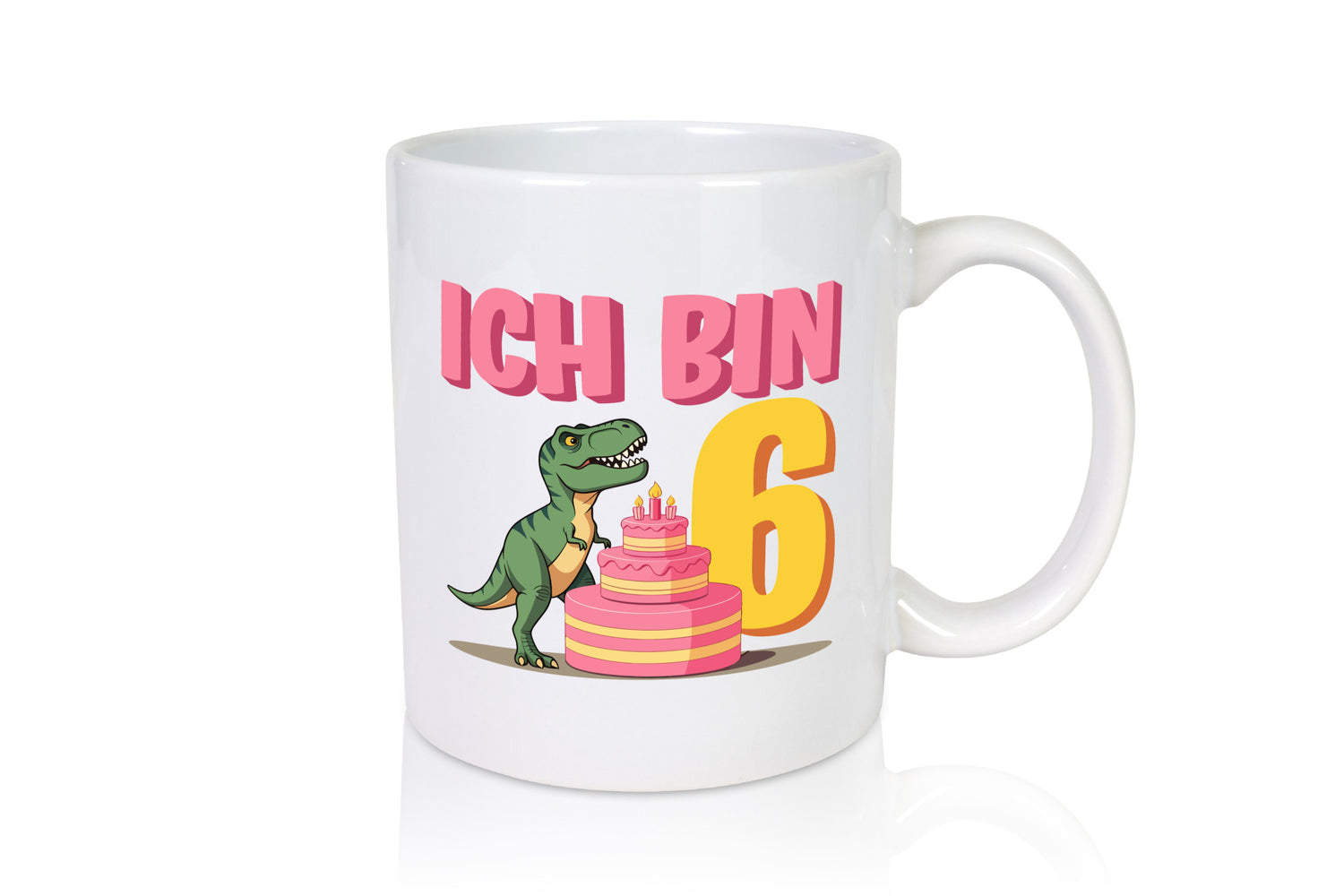 6 Geburtstag | Jahre Dinosaurier mit Kuchen Geschenkidee Humor Tasse