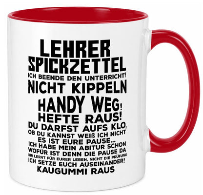 Lehrer Spickzettel | Beruf Tasse lustiger Spruch Geschenkidee Arbeit Kollegen