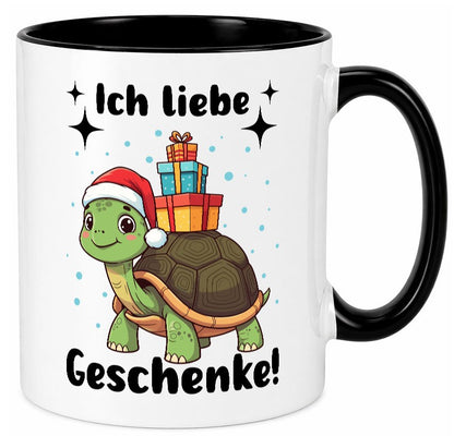 Ich liebe Geschenke | Weihnachtsschildkröte Geschenk Humor Geschenkidee Tasse