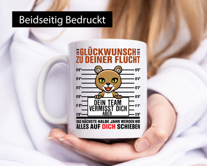 Glückwunsch zu deiner Flucht | Abschiedgeschenk v2 lustiger Spruch Geschenk