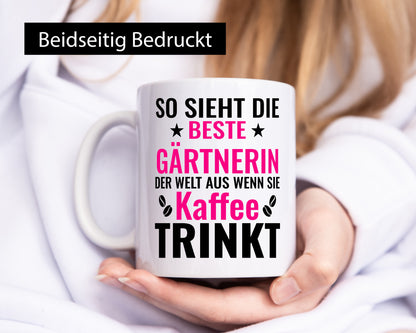 Kaffee trinkt: Gärtnerin | Gartenbau lustig Humor Geschenkidee Geschenk Tasse