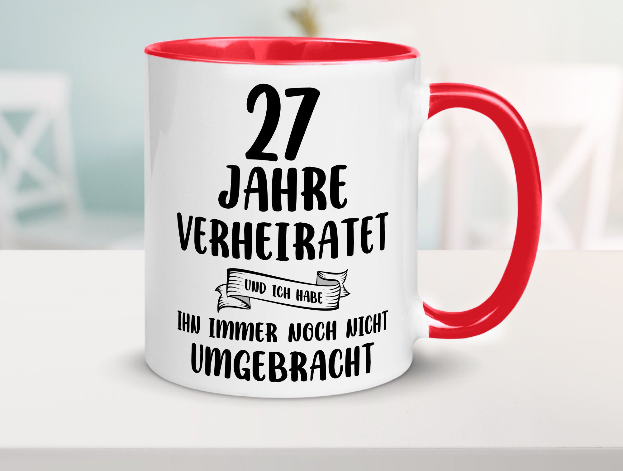 27 Jahre Verheiratet, immer noch am Leben! Geschenkidee Humor Tasse