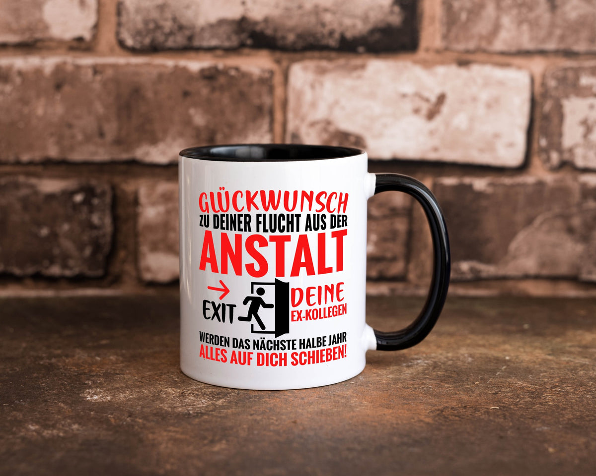 Glückwunsch zur Flucht | Abschied Arbeitskollegen Humor Arbeit Kollegen Büro Tasse