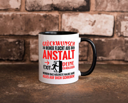 Glückwunsch zur Flucht | Abschied Arbeitskollegen Humor Arbeit Kollegen Büro Tasse