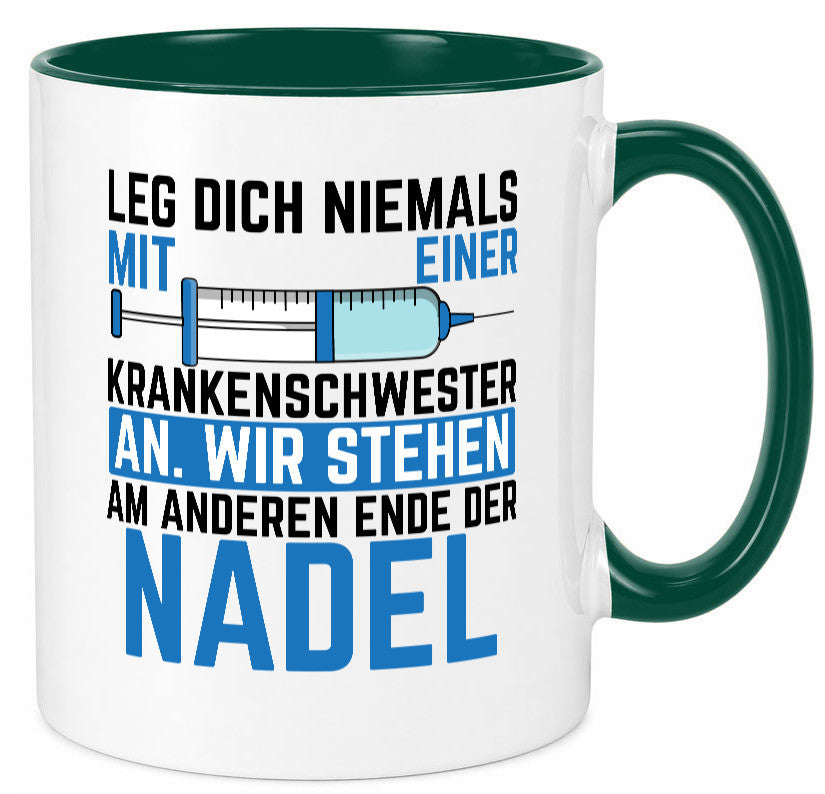 Krankenschwester anlegen | Nadel Spritze Klinik Spruch Geschenkidee Humor Tasse