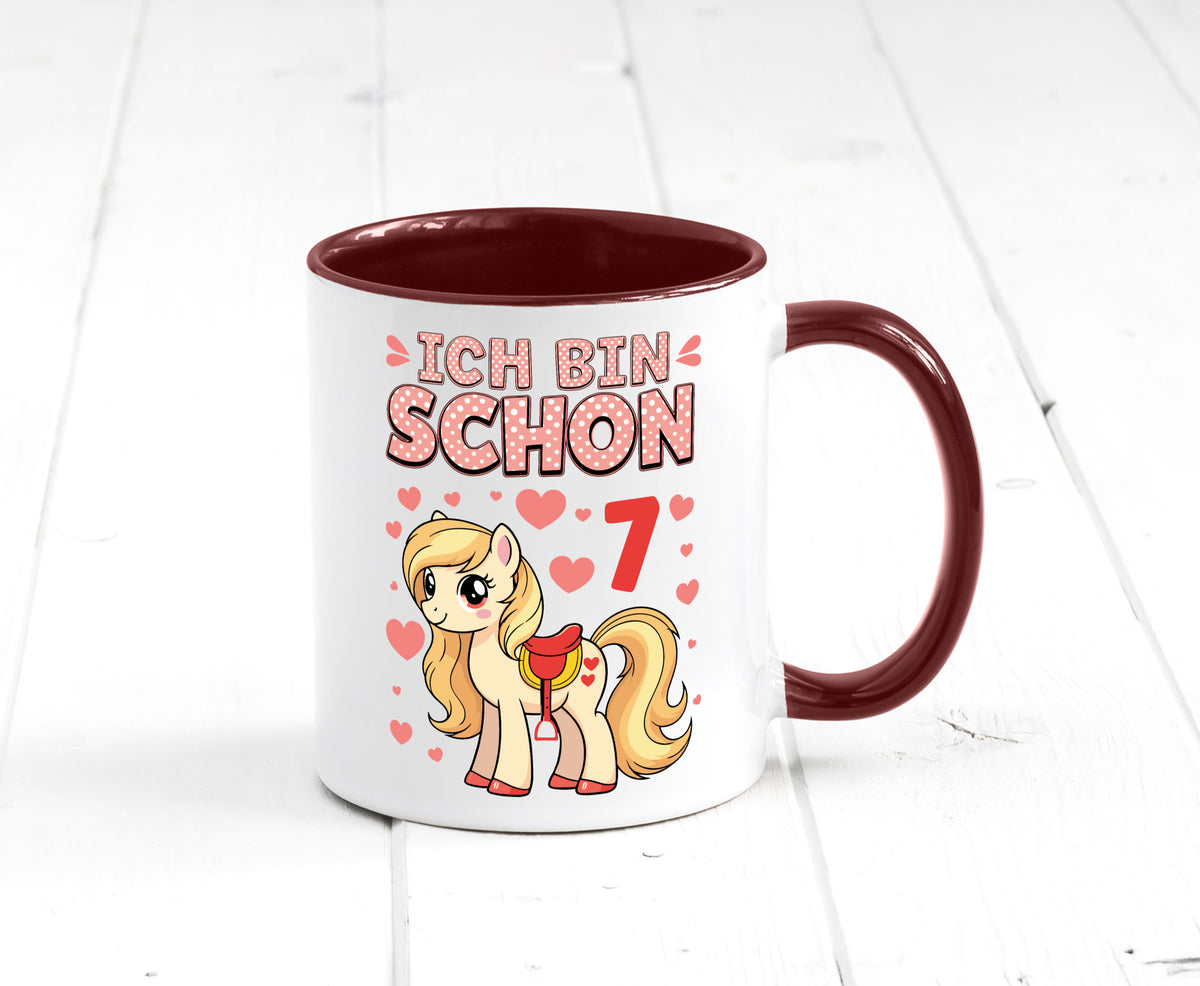 7. Geburtstag | 7 Jahre Mädchen Reiten Pony lustiger Spruch Geschenk Tasse