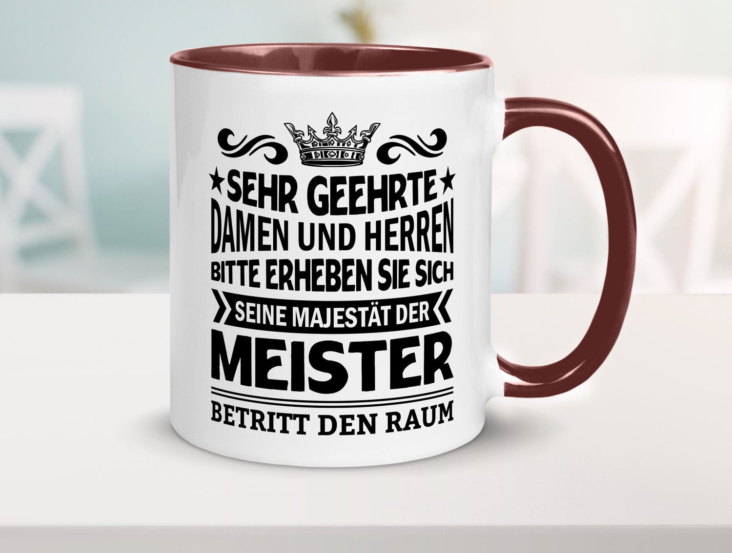 Erheben Sie sich der meister betritt den Raum Geschenkidee Humor Tasse
