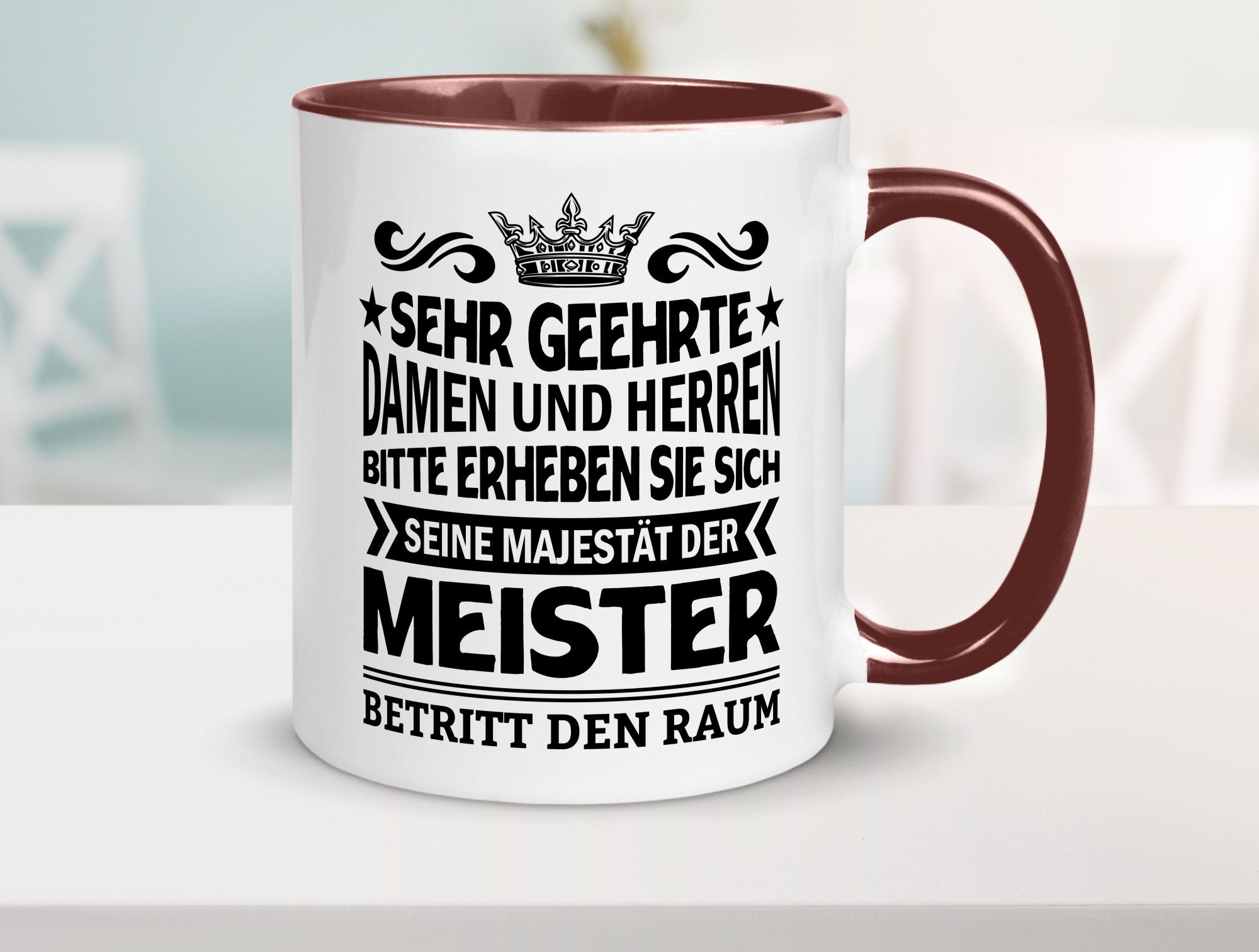 Erheben Sie sich der meister betritt den Raum Geschenkidee Humor Tasse