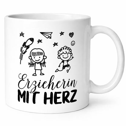 Erzieherin mit Herz Geschenk Humor Geschenkidee lustiger Spruch Tasse