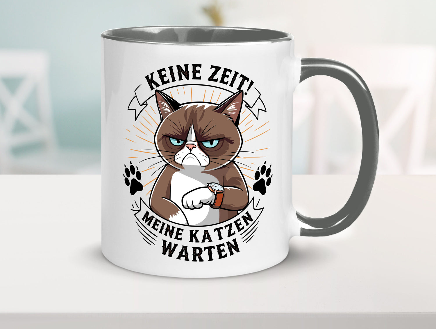 Keine Zeit meine Katzen Warten | Schwarze Katze Geschenkidee Tierliebhaber