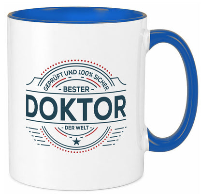 Geprüft und sicher: Doktor | Doktorand Doktortitel lustiger Spruch Geschenk Tasse