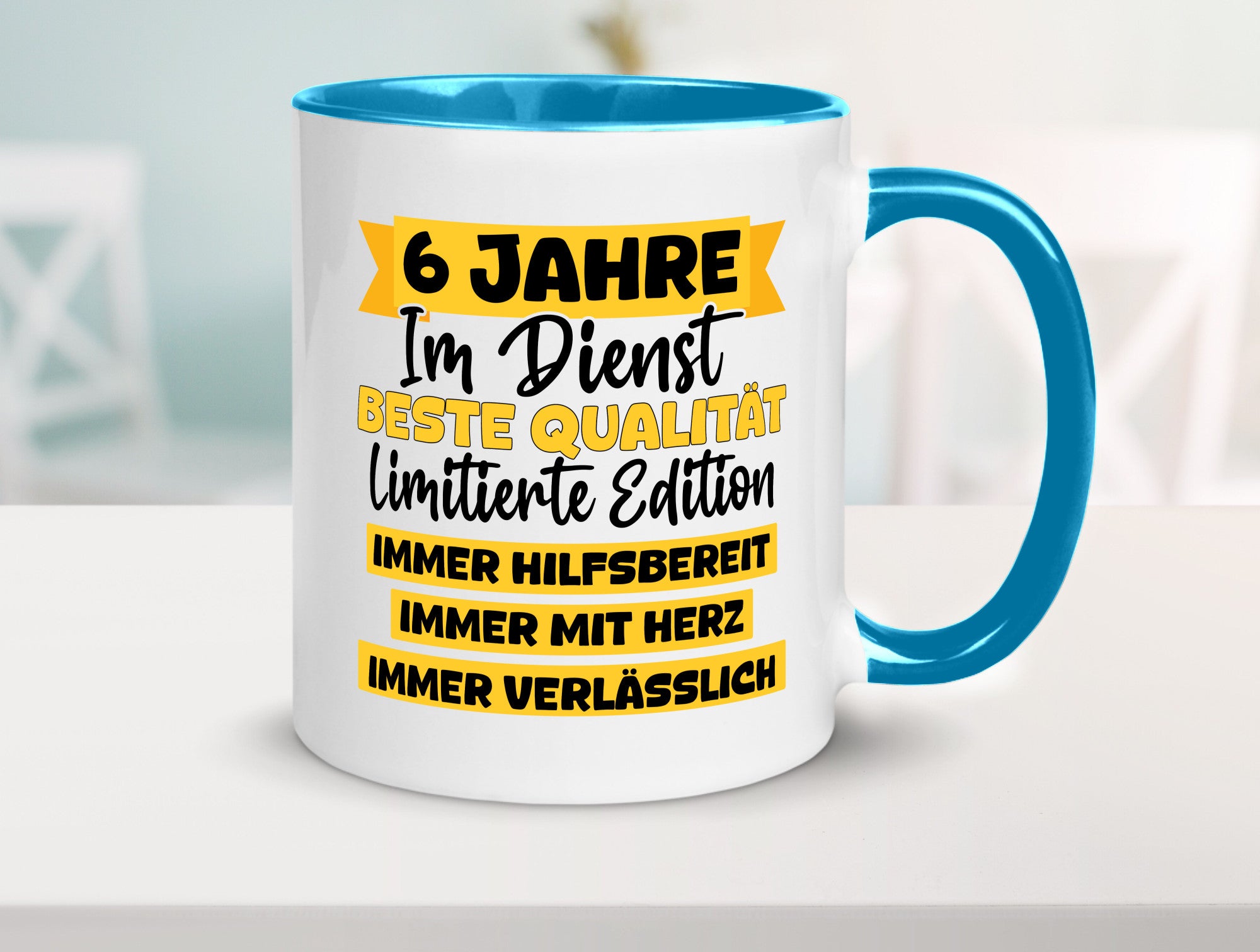 6 Jahre im Dienst | Jubiläum Arbeit v8 Geschenkidee Kollegen Büro Humor Tasse