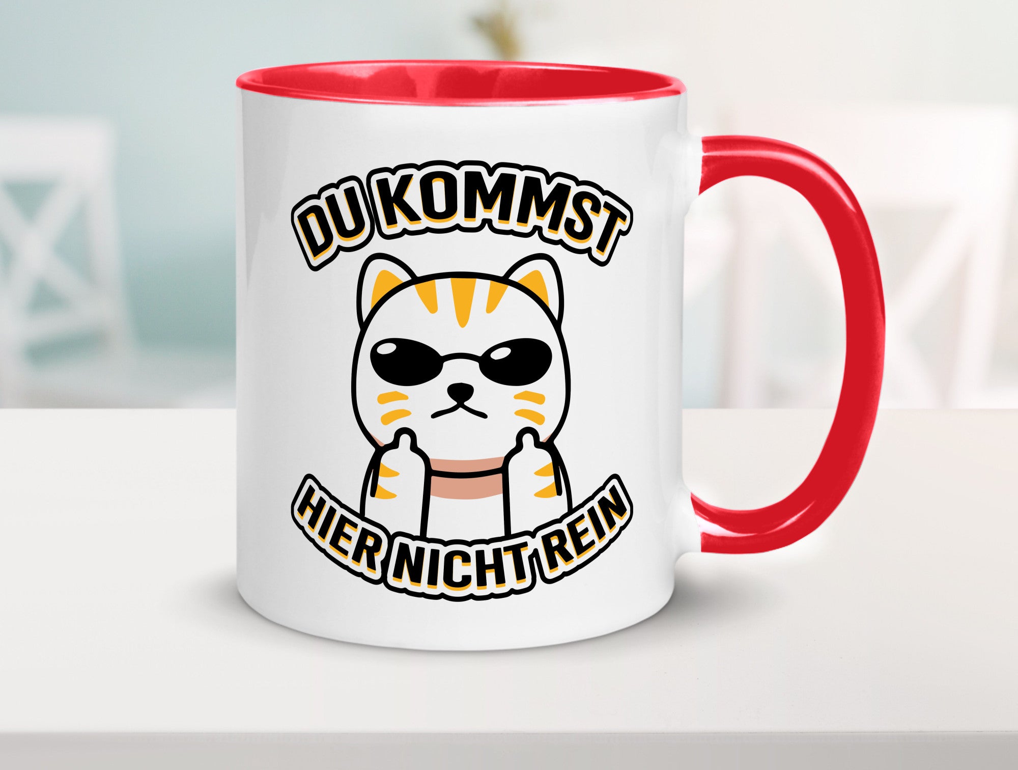 Du kommst hier nicht rein | Böse Katze Humor Tierliebhaber Geschenkidee Tasse