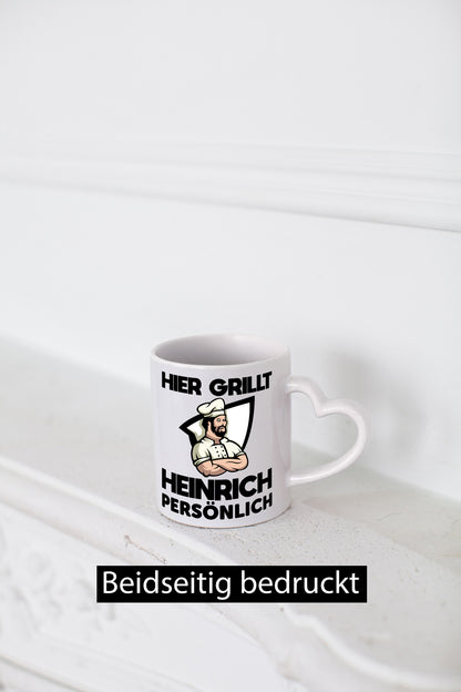 Hier Grillt Heinrich Persönlich | Grillmeister Geschenk Humor Geschenkidee