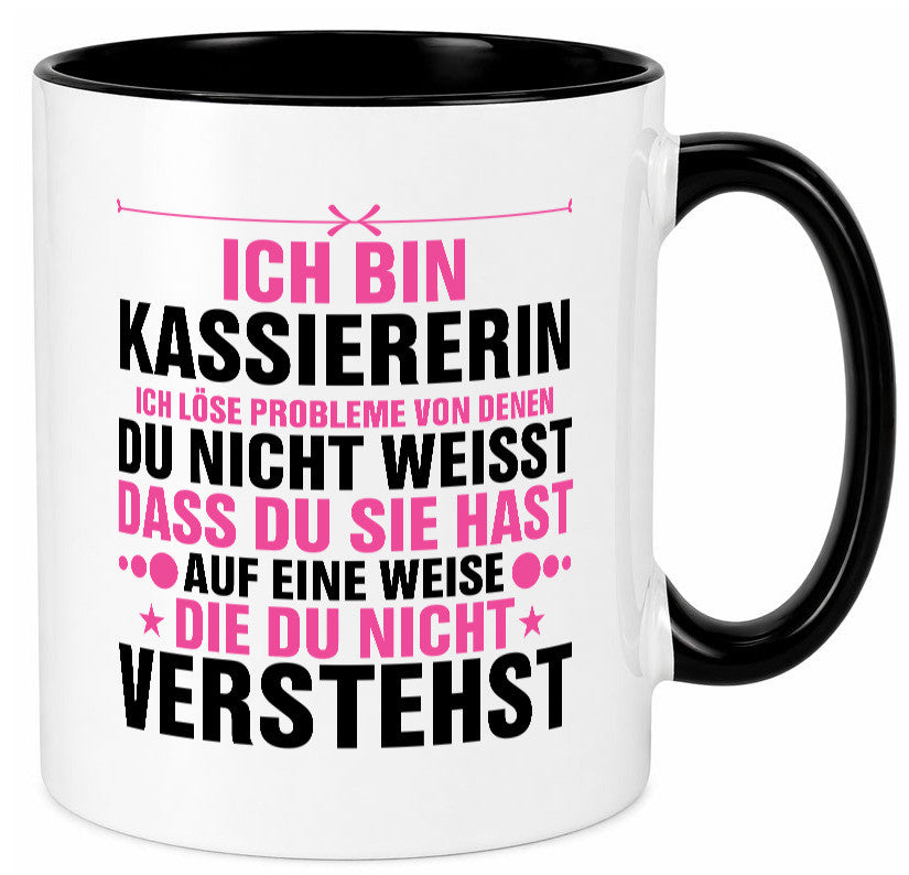 Löse Probleme: Kassiererin v2 lustiger Spruch Geschenk Humor Geschenkidee Tasse
