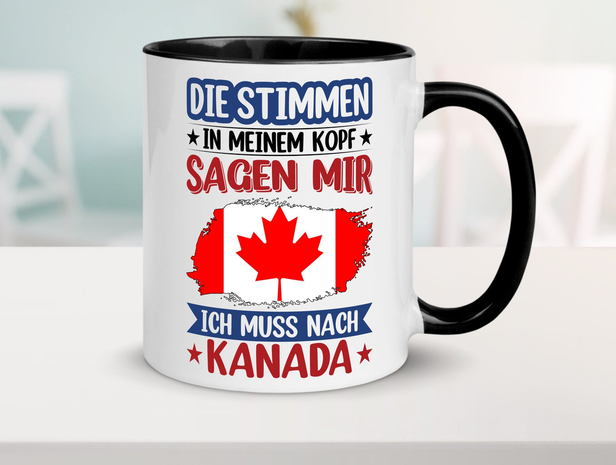 Kanada | Urlaub Stimmen in meinem Kopf Traumland Geschenkidee Humor Tasse