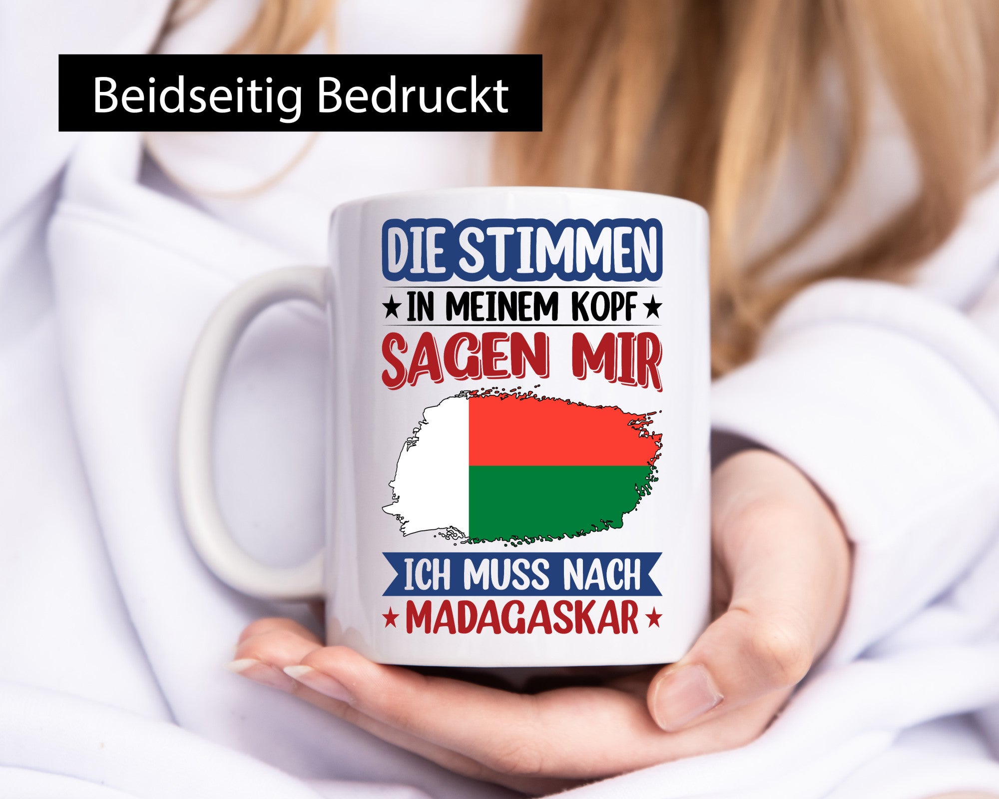 Madagaskar | Urlaub Stimmen in meinem Kopf Traumland Geschenkidee Humor Tasse