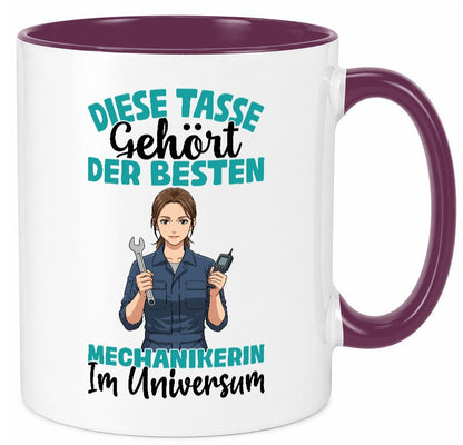 Im Universum: Mechanikerin | KFZ lustiger Spruch Geschenk Humor Geschenkidee Tasse