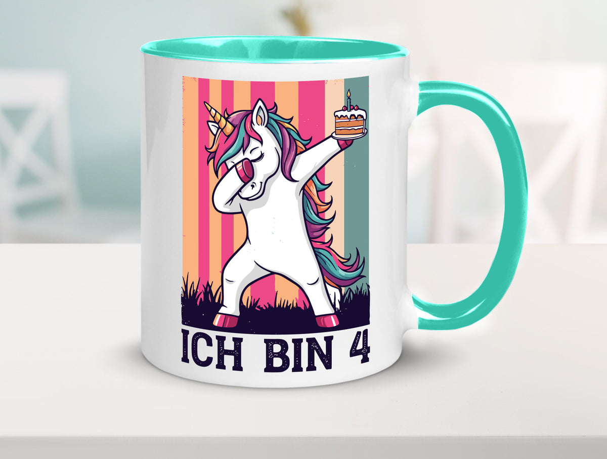 4 Geburtstag | Einhorn Damping Mädchen lustig Geschenkidee Geschenk Tasse