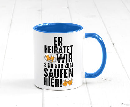 JGA | Er heiratet Junggesellenabschied Polterabend v2 lustiger Spruch Geschenk