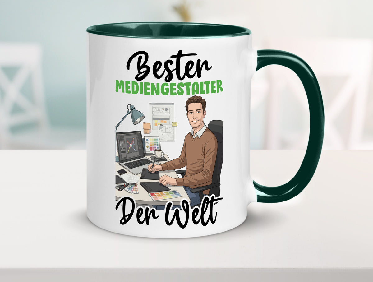 Bester Mediengestalter | Medien v2 Geschenk Humor Geschenkidee lustiger Spruch Tasse