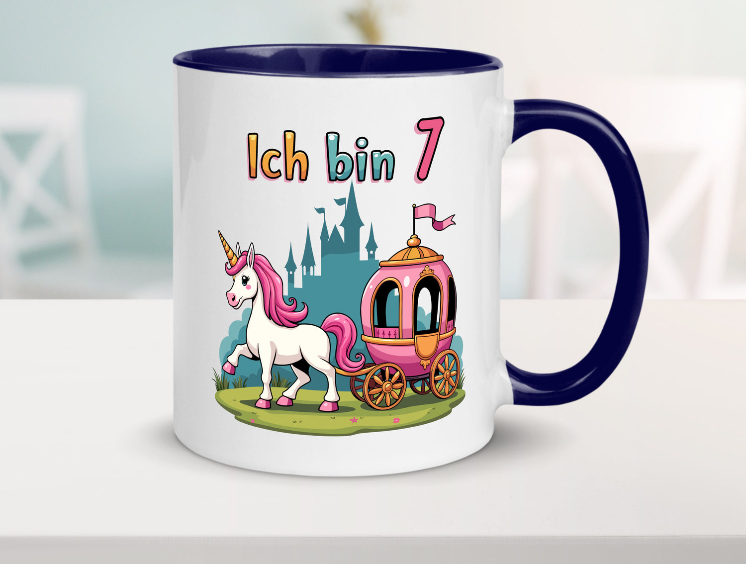 7. Geburtstag | Prinzessin in Kutsche Einhorn lustiger Spruch Geschenk